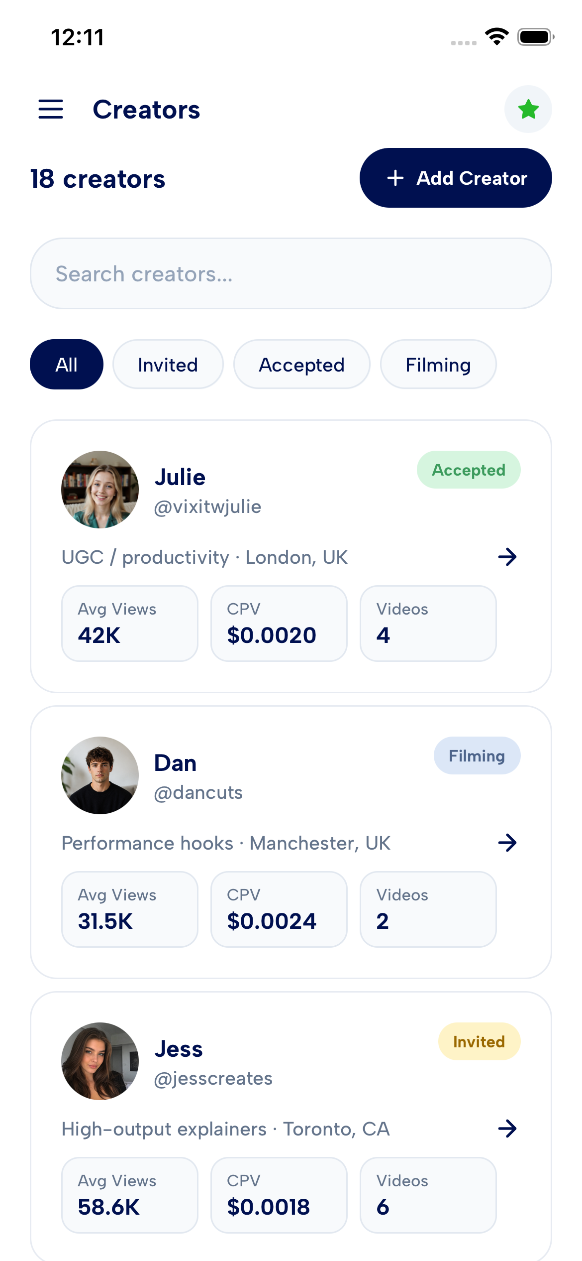 Left product screen